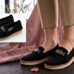siyah süet h tokalı kadın loafer babet